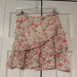 Altar'd State Pink Floral Mini Skirt